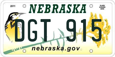 NE license plate DGT915