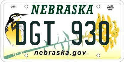 NE license plate DGT930