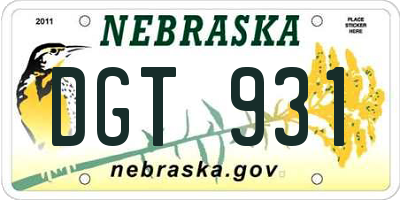 NE license plate DGT931
