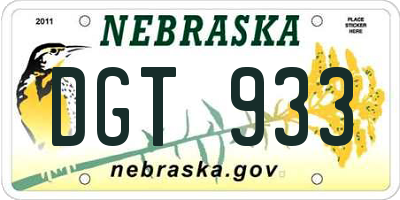 NE license plate DGT933