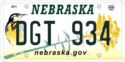 NE license plate DGT934