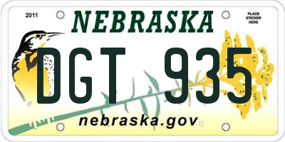 NE license plate DGT935