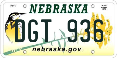 NE license plate DGT936