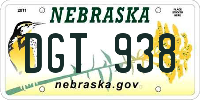NE license plate DGT938