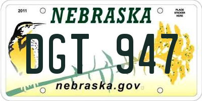 NE license plate DGT947