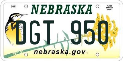 NE license plate DGT950