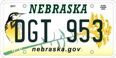 NE license plate DGT953
