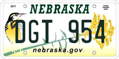 NE license plate DGT954