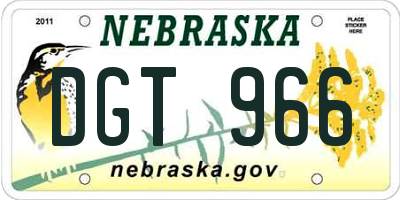 NE license plate DGT966
