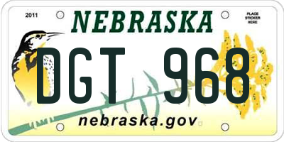NE license plate DGT968