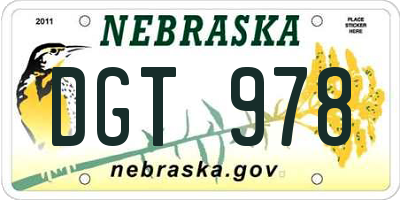 NE license plate DGT978