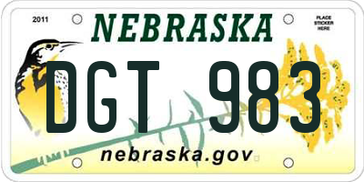 NE license plate DGT983
