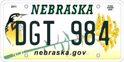 NE license plate DGT984