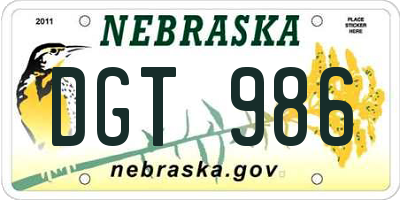 NE license plate DGT986
