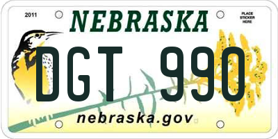 NE license plate DGT990