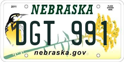 NE license plate DGT991