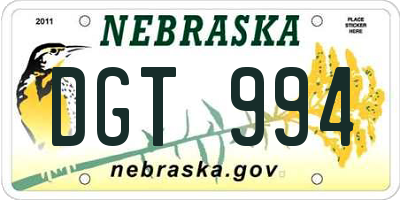 NE license plate DGT994