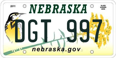 NE license plate DGT997