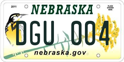 NE license plate DGU004
