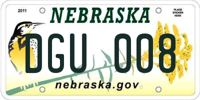 NE license plate DGU008