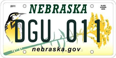NE license plate DGU011