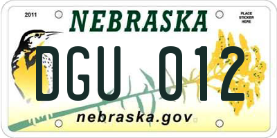 NE license plate DGU012