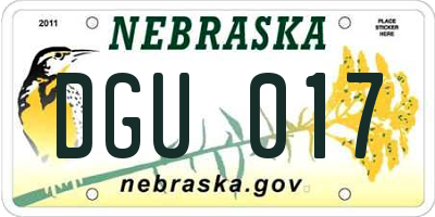 NE license plate DGU017