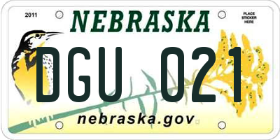 NE license plate DGU021