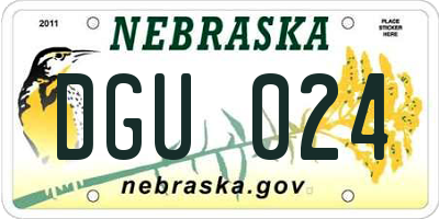 NE license plate DGU024