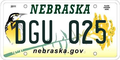 NE license plate DGU025