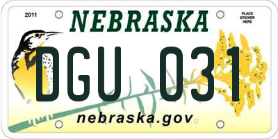 NE license plate DGU031