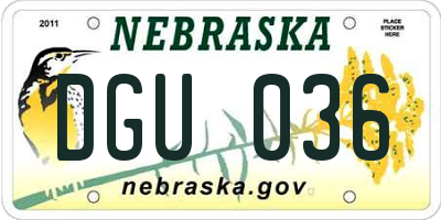NE license plate DGU036