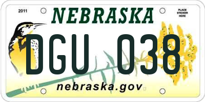 NE license plate DGU038