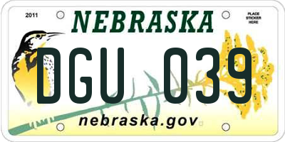 NE license plate DGU039