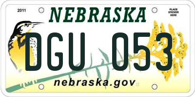 NE license plate DGU053