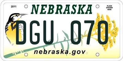 NE license plate DGU070