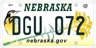 NE license plate DGU072