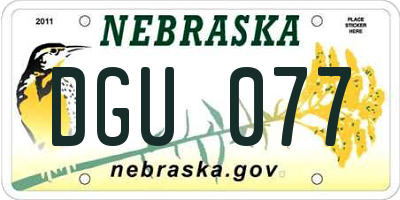 NE license plate DGU077