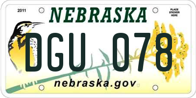 NE license plate DGU078