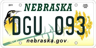 NE license plate DGU093
