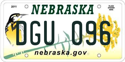 NE license plate DGU096