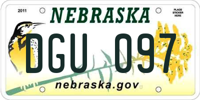 NE license plate DGU097