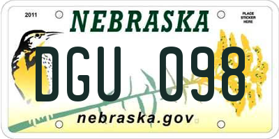 NE license plate DGU098