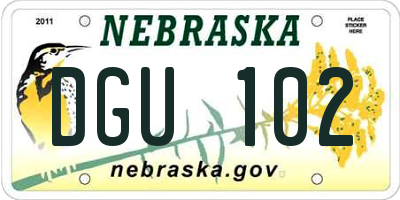 NE license plate DGU102