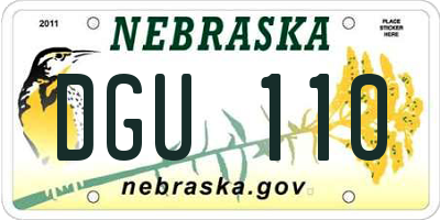 NE license plate DGU110