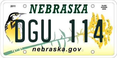 NE license plate DGU114