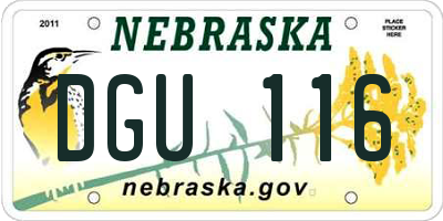 NE license plate DGU116
