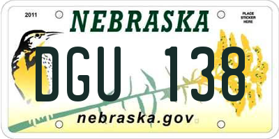 NE license plate DGU138
