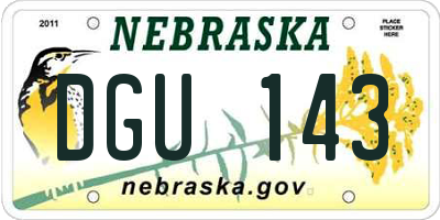 NE license plate DGU143