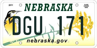 NE license plate DGU171